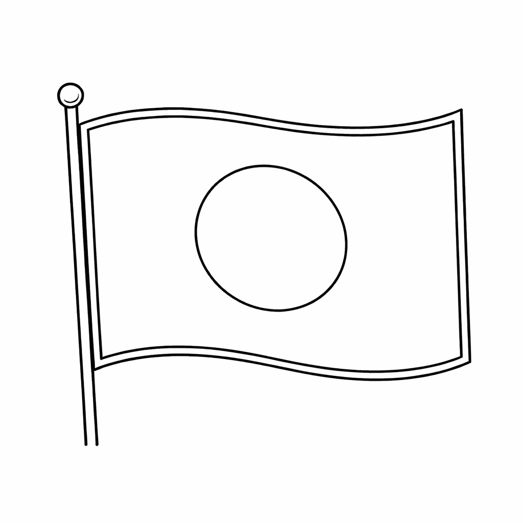 disegno di Bandiera del Giappone  da colorare