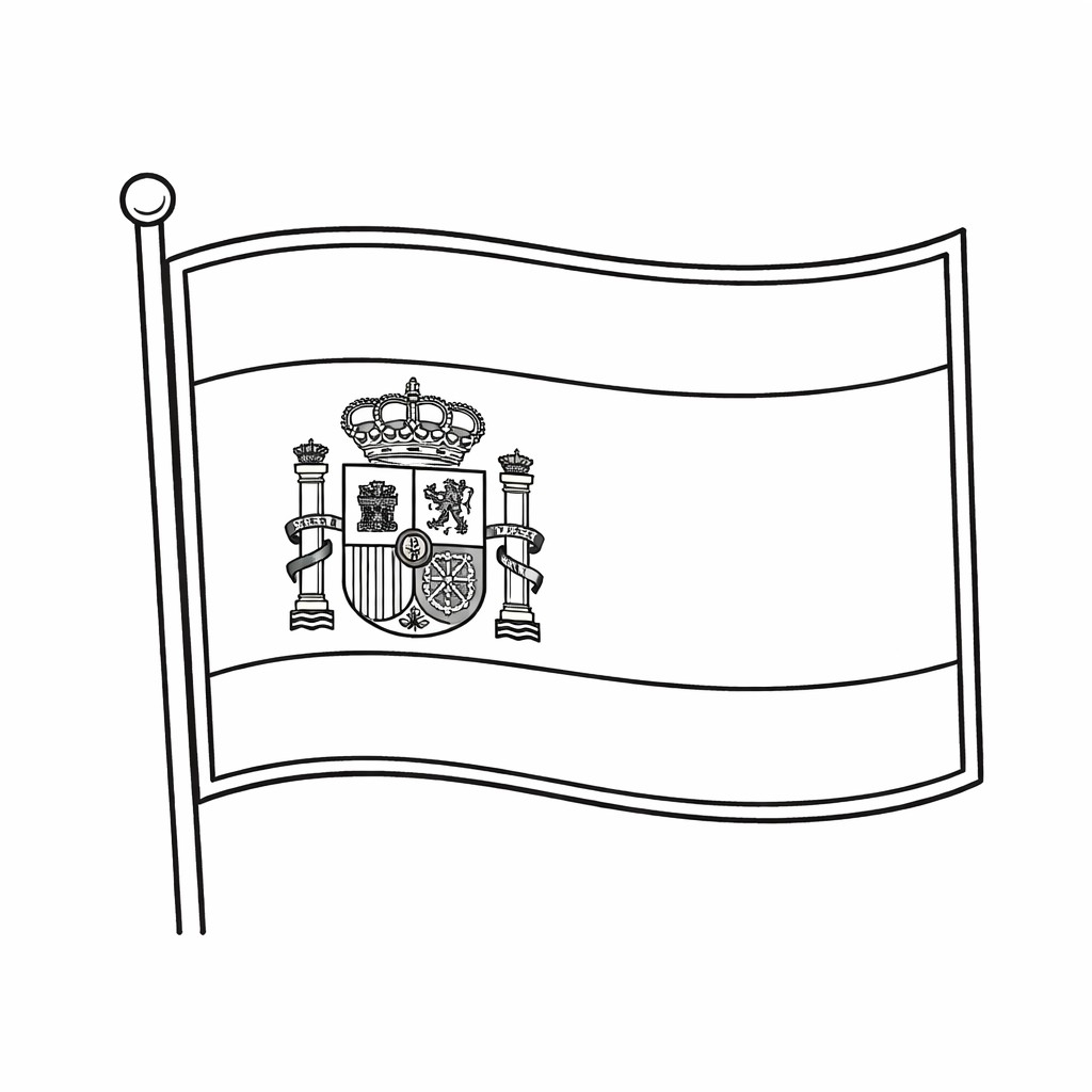 disegno di Bandiera della Spagna  da colorare