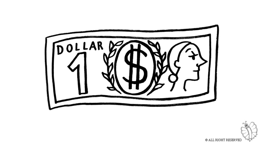 disegno di Dollaro da colorare