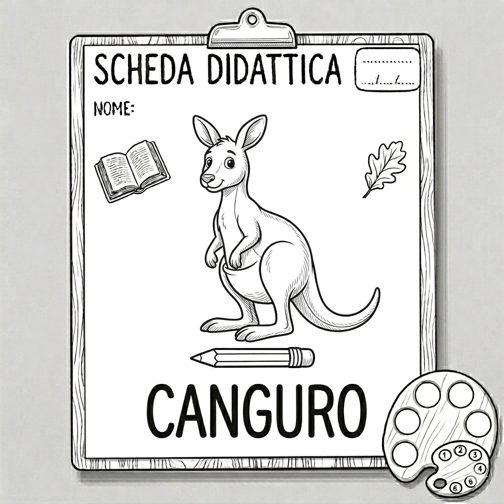 disegno di Scheda Didattica Canguro  da colorare