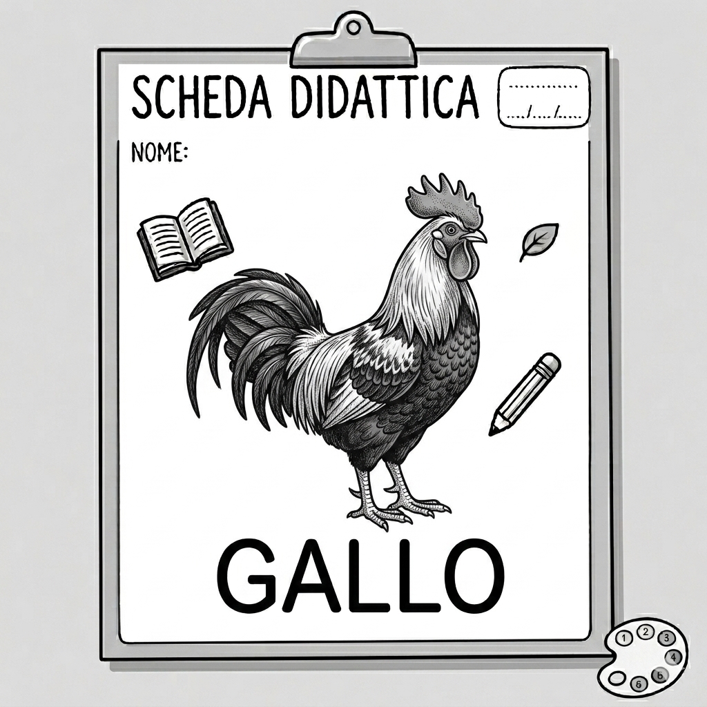 disegno di Scheda Didattica Gallo da colorare
