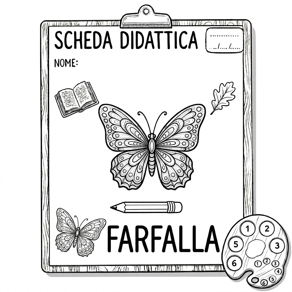 disegno di Scheda Didattica Farfalla  da colorare