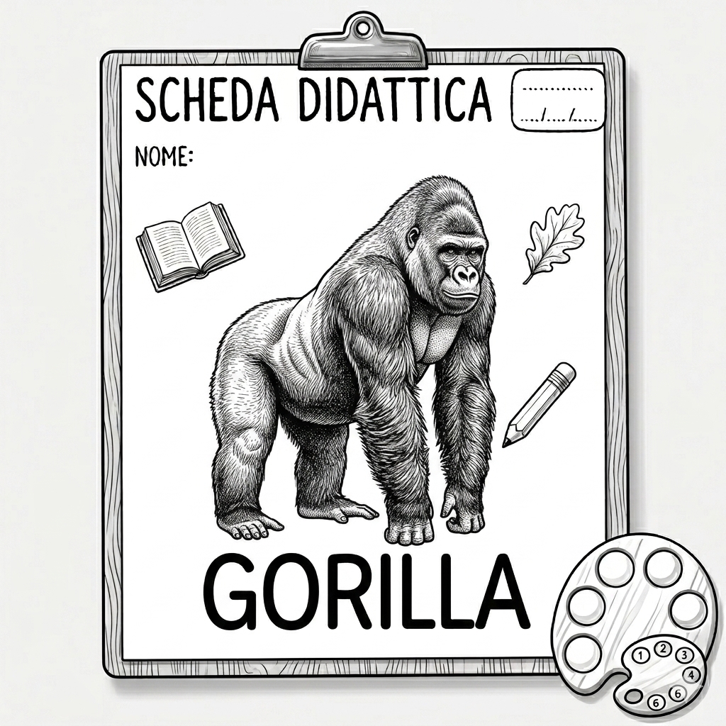 disegno di Scheda Didattica Gorilla da colorare