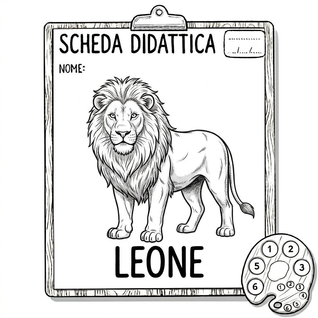 disegno di Scheda Didattica Leone  da colorare