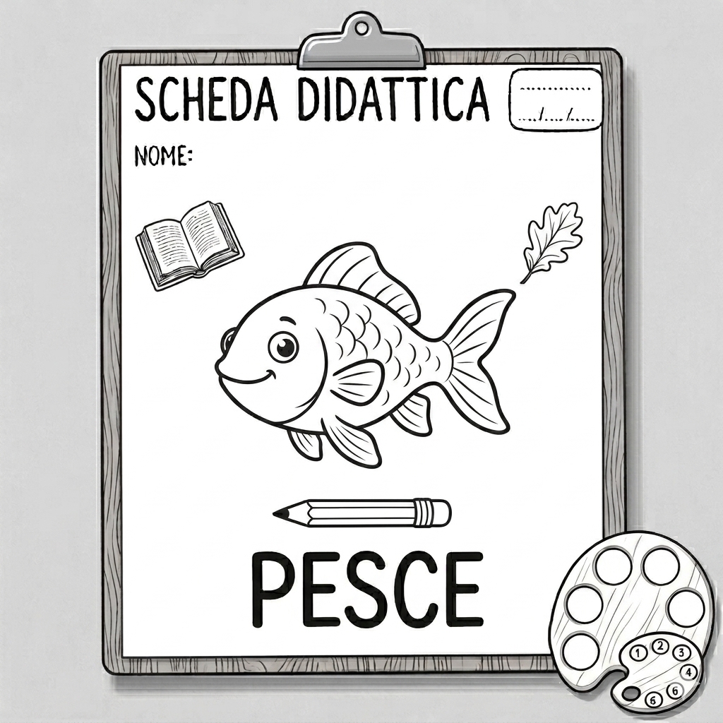 disegno di Scheda Didattica Pesce da colorare