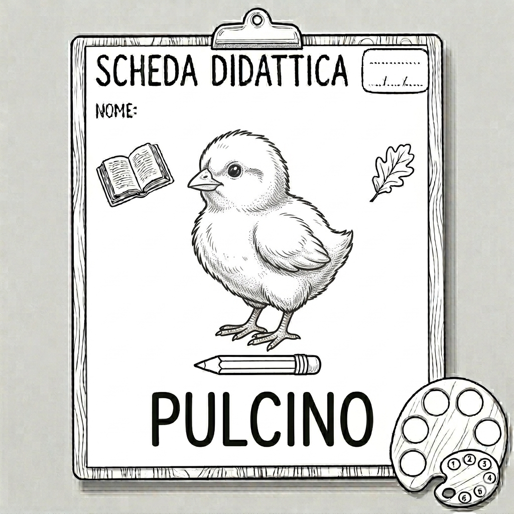 disegno di Scheda Didattica Pulcino da colorare
