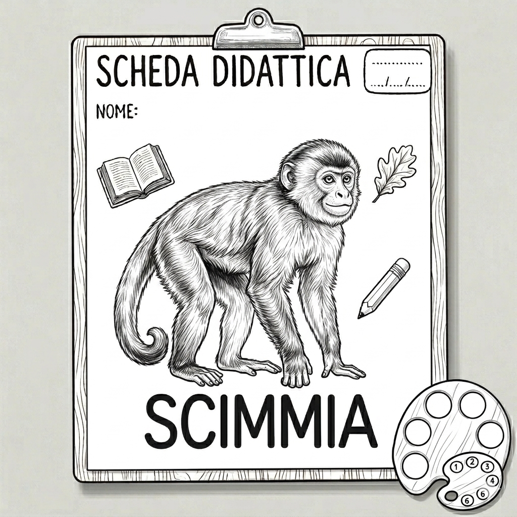 disegno di Scheda Didattica Scimmia  da colorare