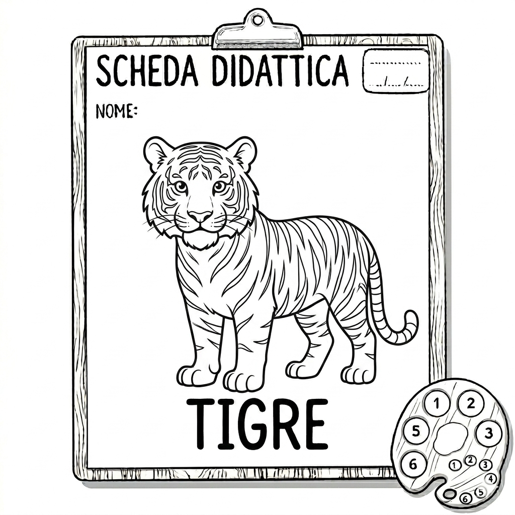 disegno di Scheda Didattica Tigre da colorare