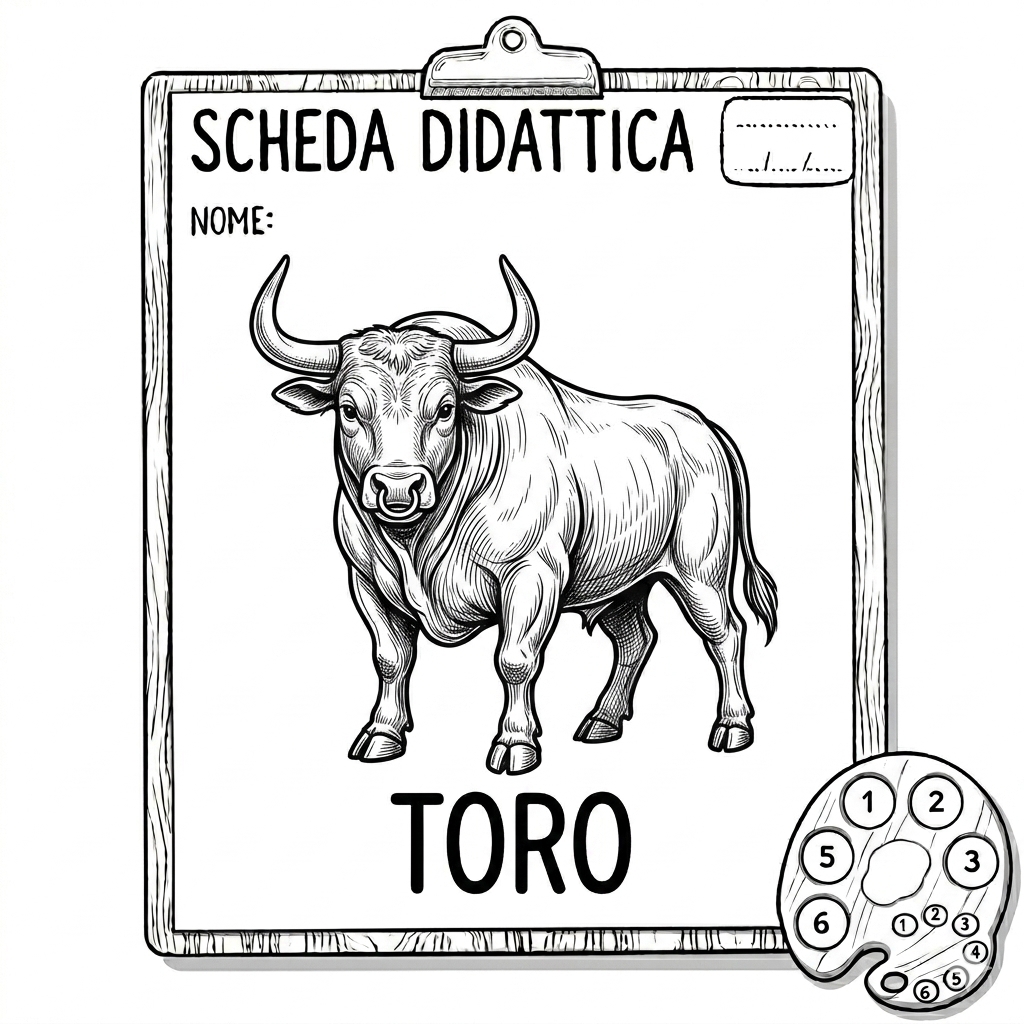 disegno di Scheda Didattica Toro da colorare