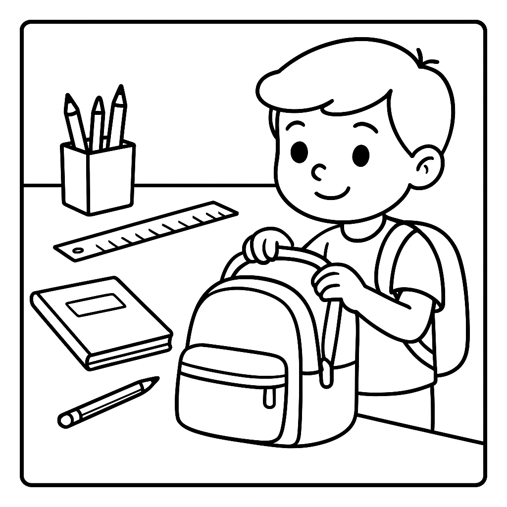 disegno di Zaino per la Scuola da colorare