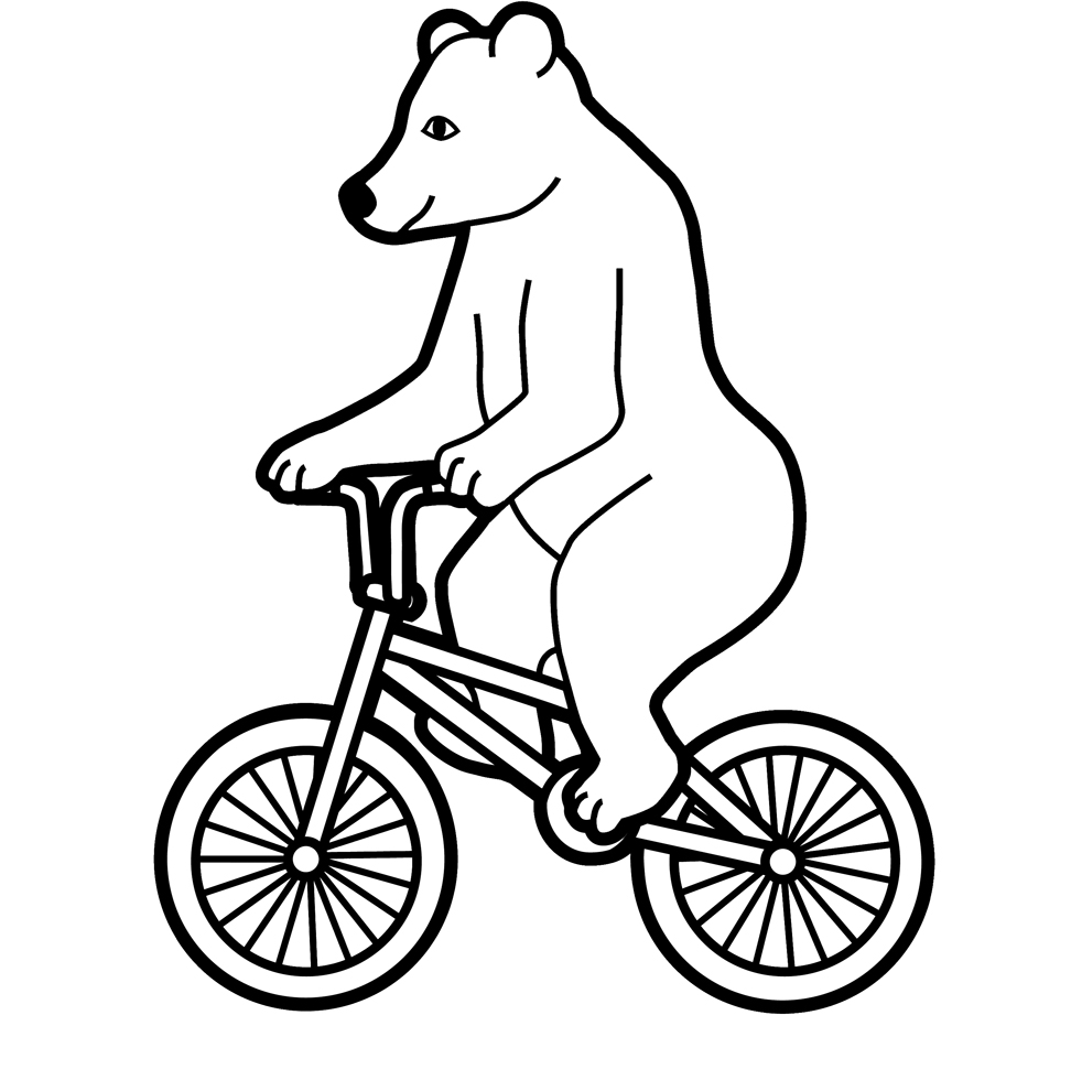 disegno di L'Orso in Bicicletta da colorare