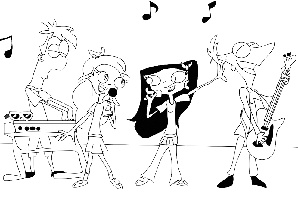 disegno di Phineas e Ferb Musica da colorare