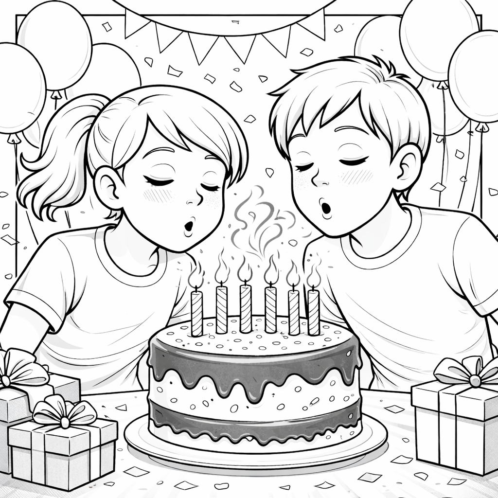 disegno di Coppia che Festeggia Compleanno  da colorare