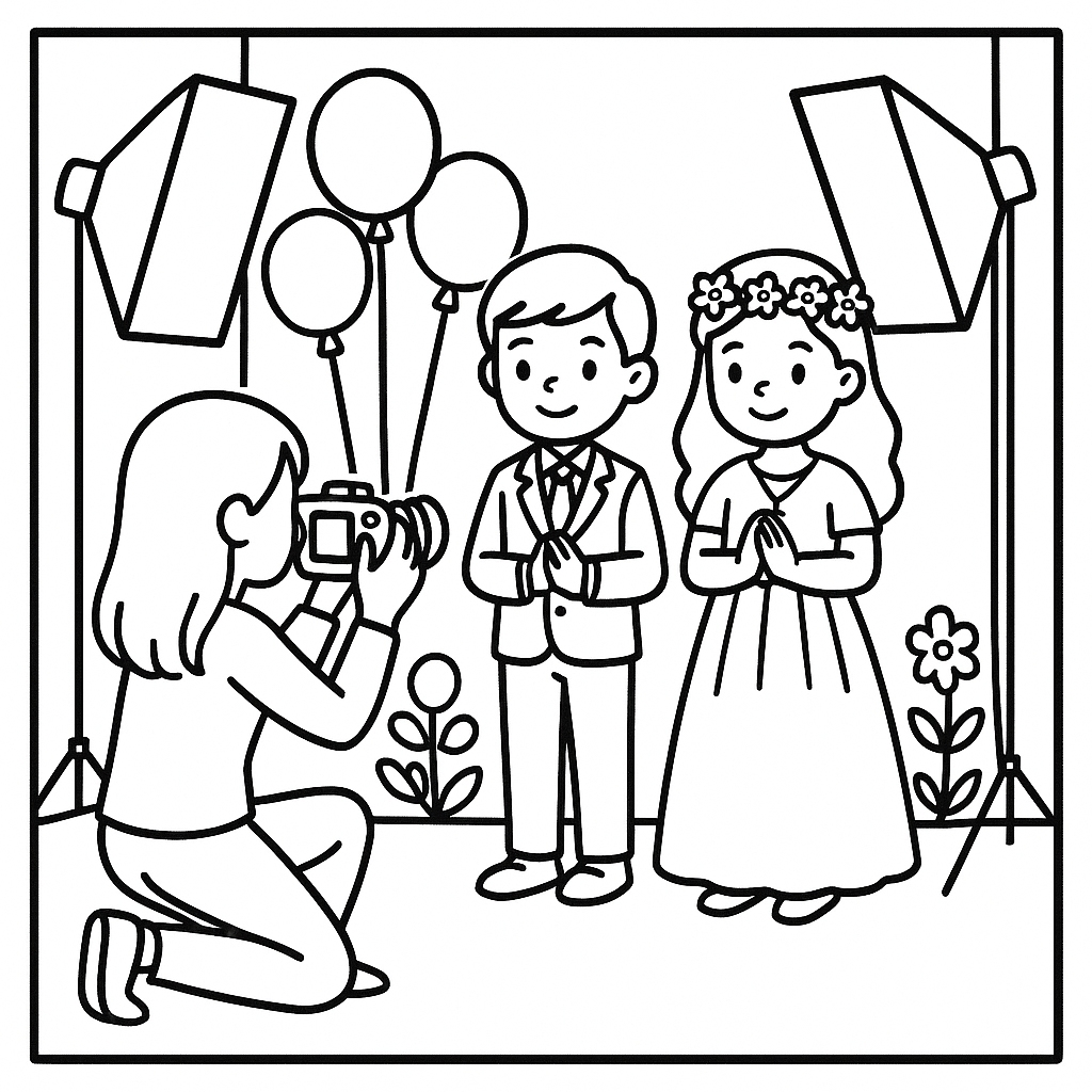 disegno di Foto per la Prima Comunione  da colorare