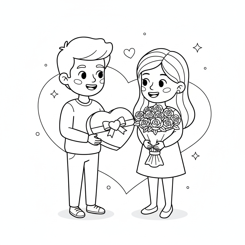 disegno di Innamorati a San Valentino  da colorare