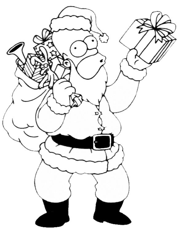 disegno di Natale in Casa Simpson da colorare