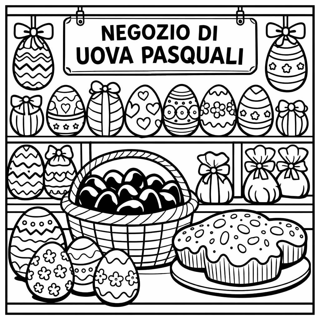 disegno di Negozio di Uova di Pasqua  da colorare