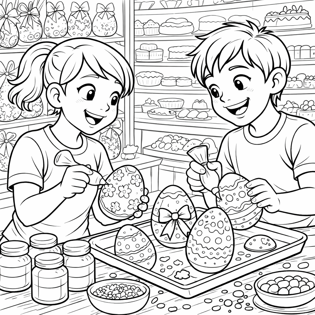 disegno di Uova di Pasqua Decorate da colorare