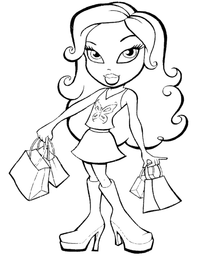 disegno di Bratz in Shopping da colorare