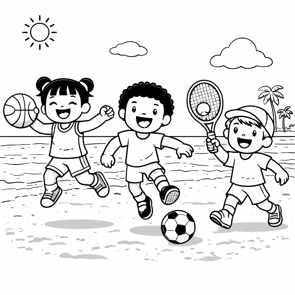 disegno di I Bambini e lo Sport da colorare