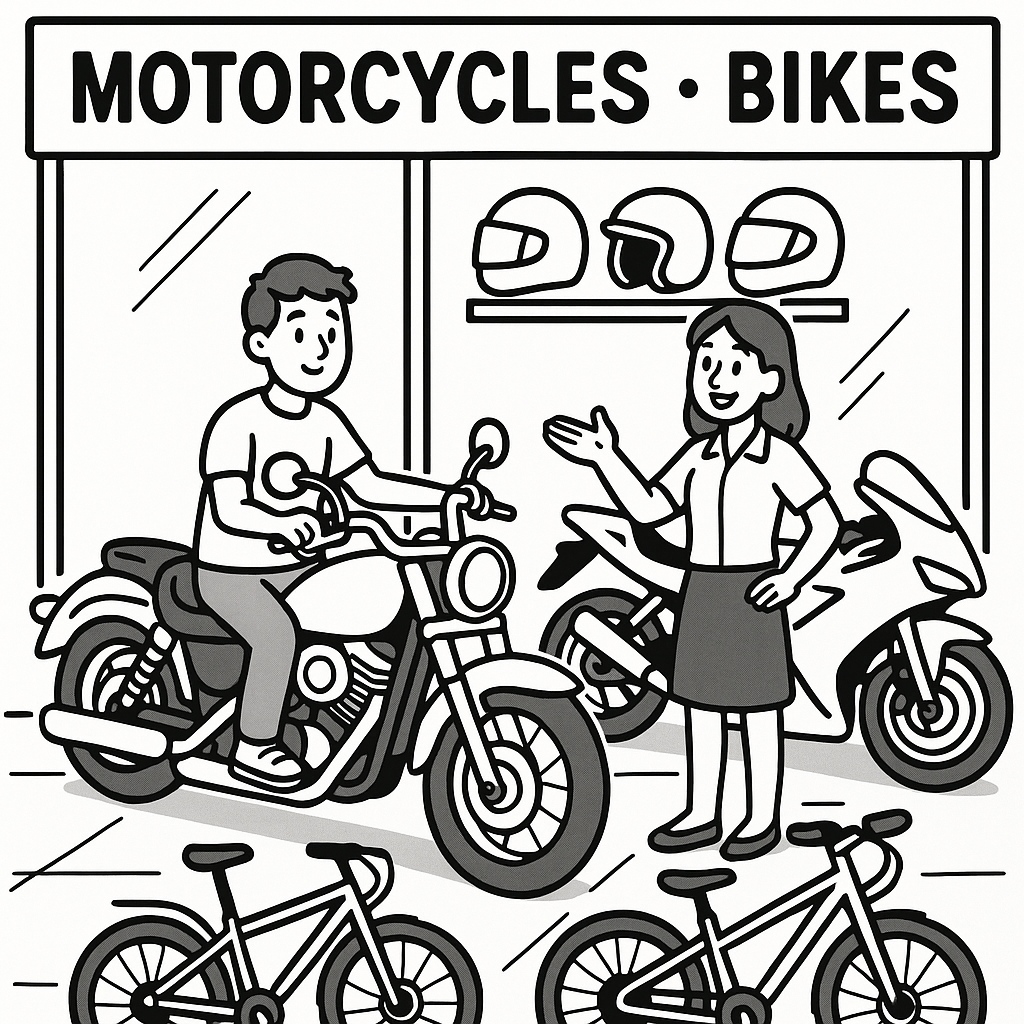 disegno di Concessionaria di Moto e Bici  da colorare
