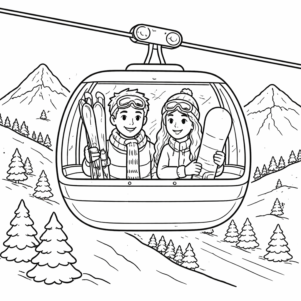 disegno di Funivia per Sciatori da colorare