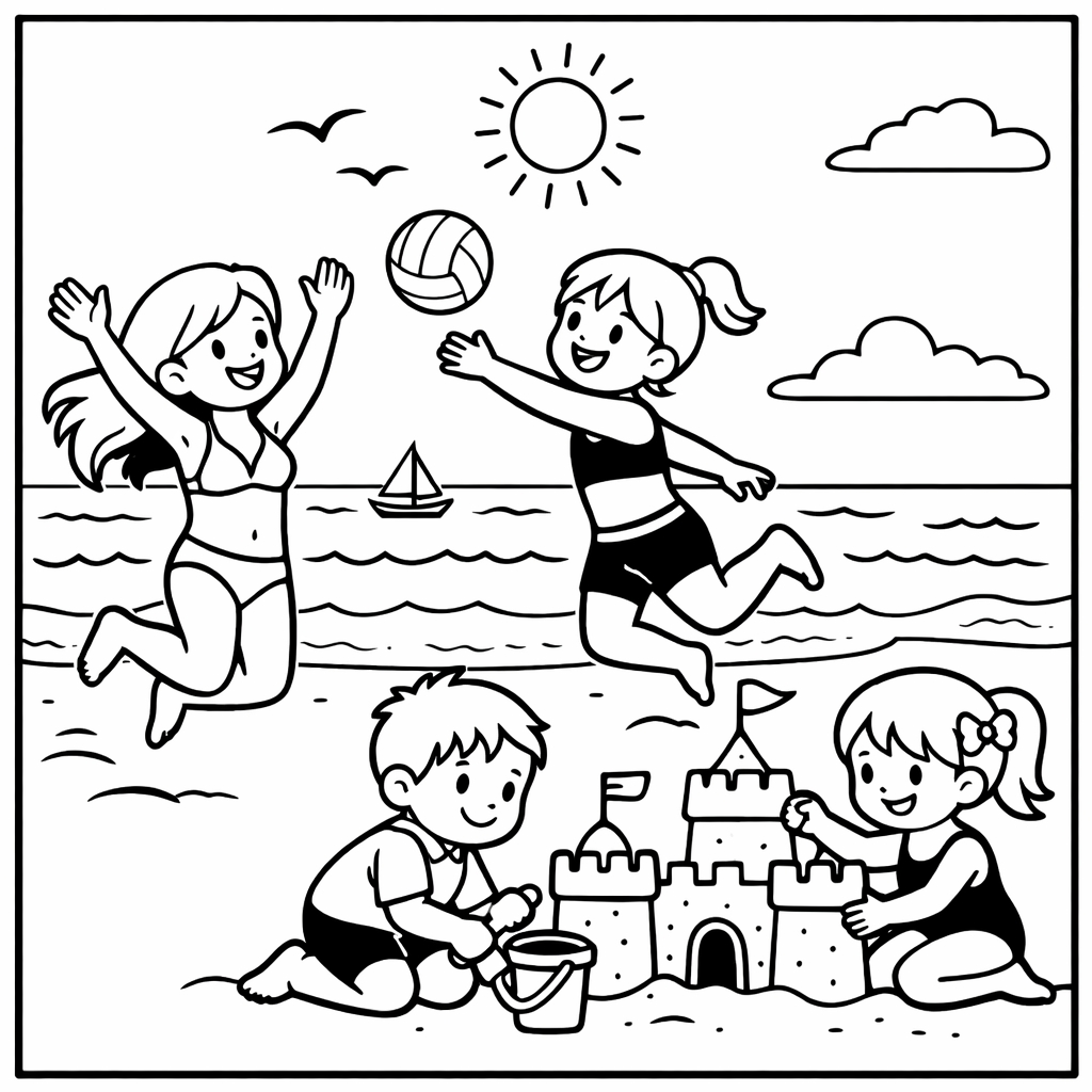disegno di Giochi in Spiaggia  da colorare