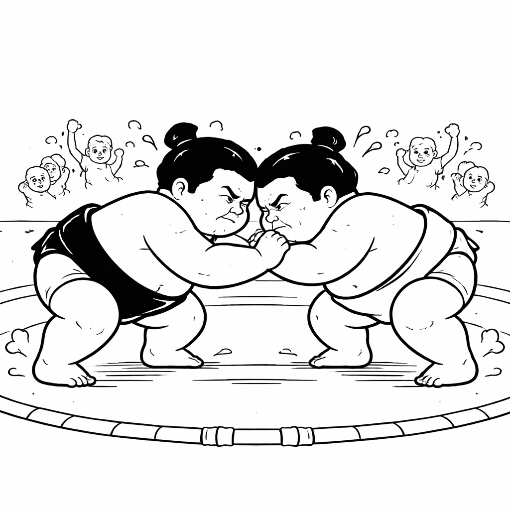 disegno di Lottatori di Sumo  da colorare