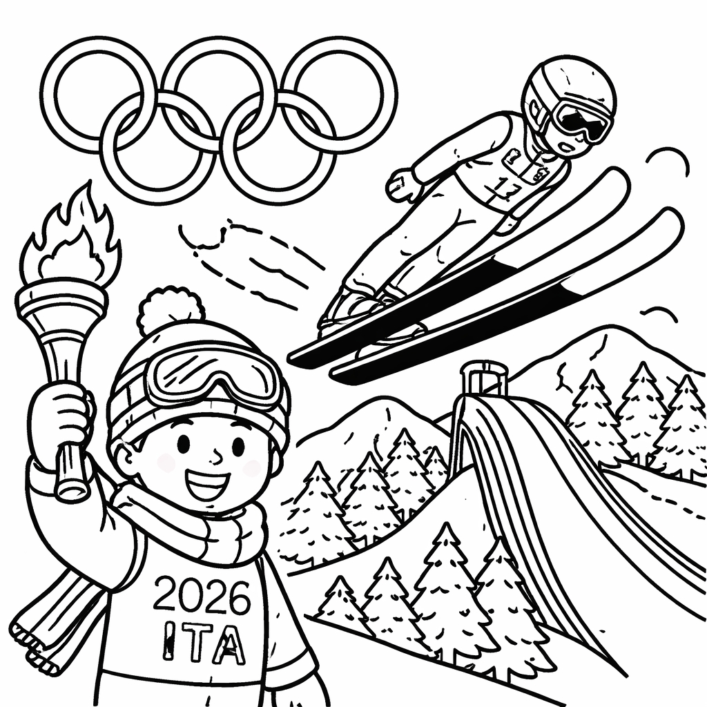 disegno di Olimpiadi invernali Cortina Milano 2026 da colorare