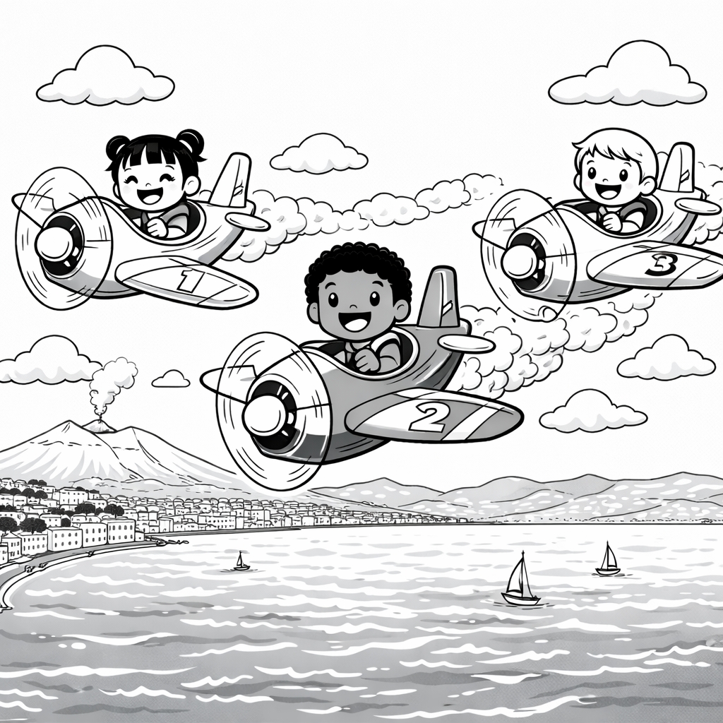disegno di Piccoli Piloti di Aerei  da colorare