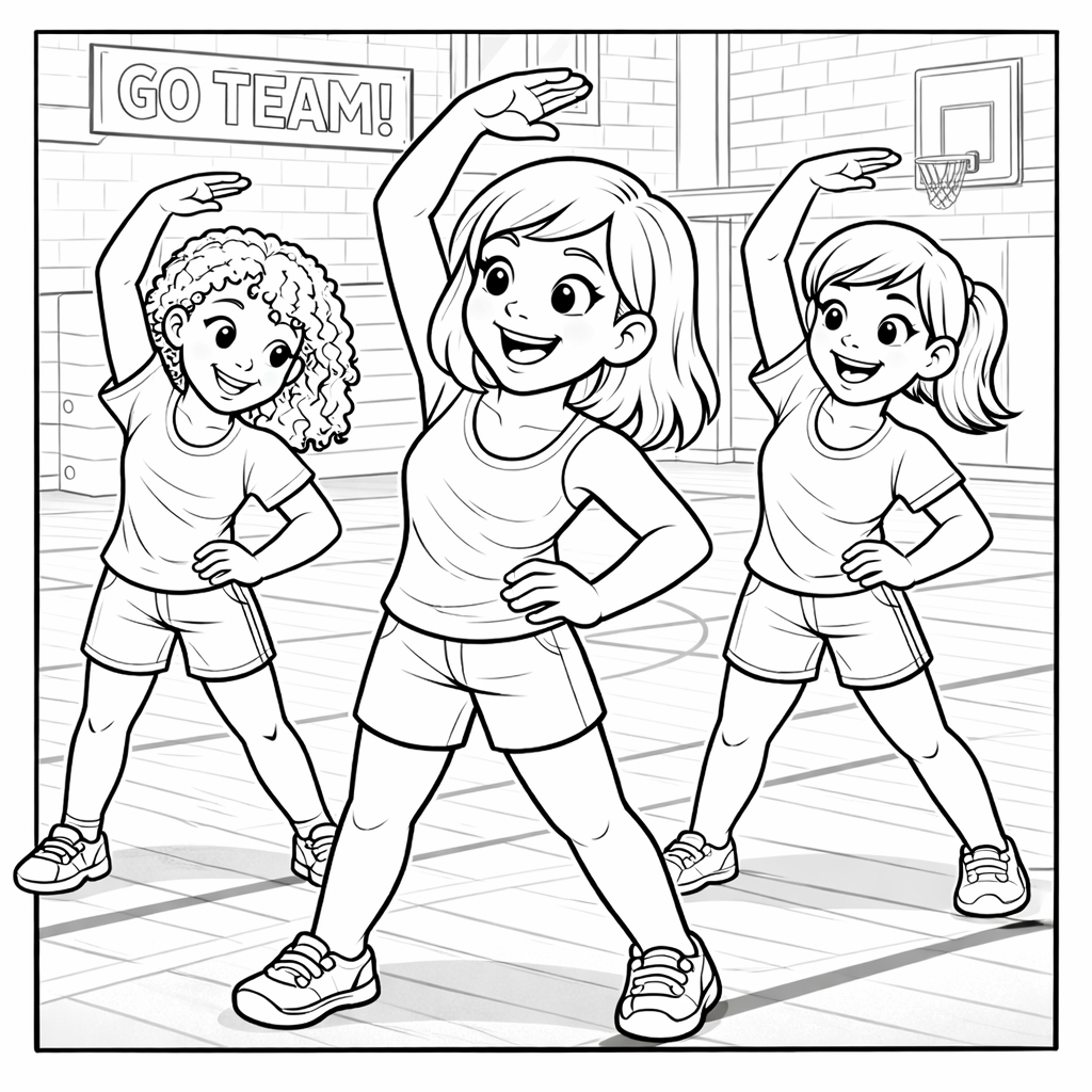 disegno di Ragazze che Fanno Ginnastica da colorare